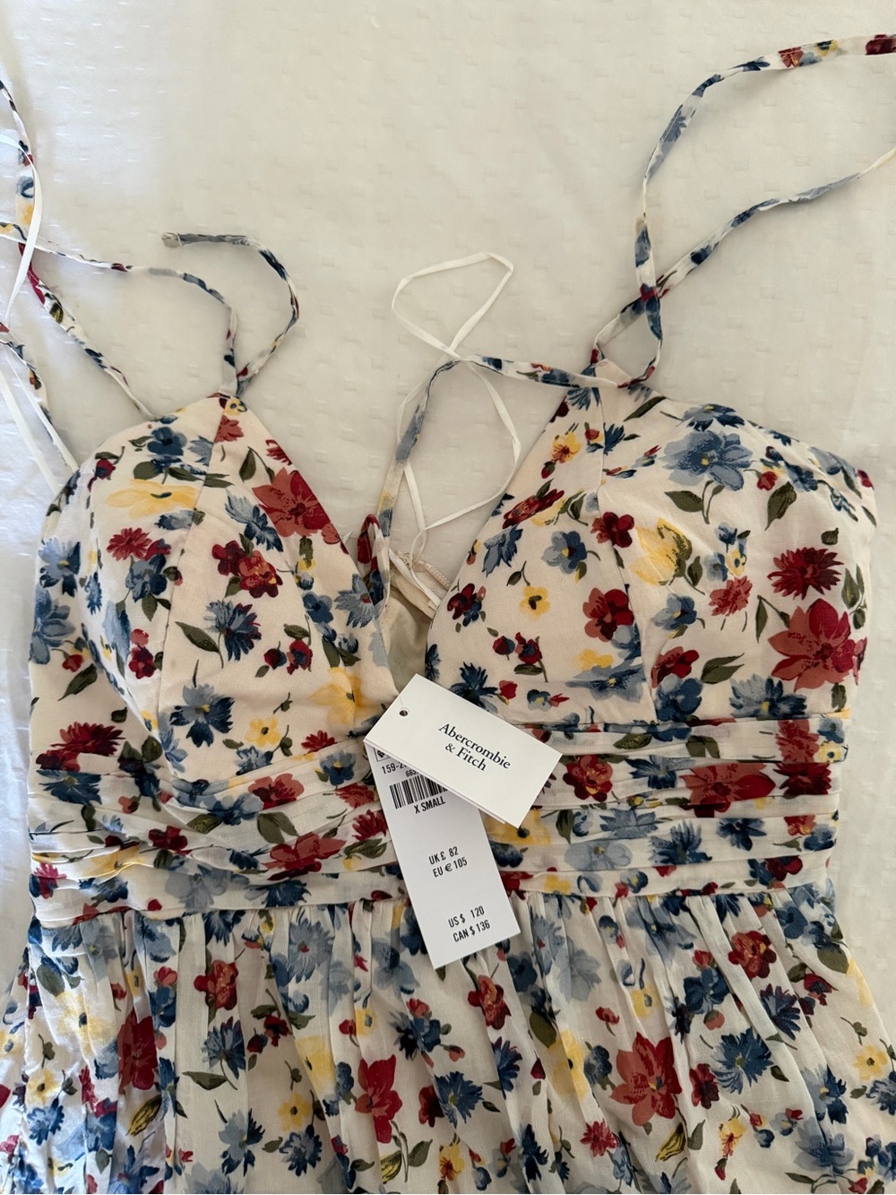 Abercrombie & Fitch Cream Floral V-Neck Tiered Maxi Dress - Picture 3 of 3